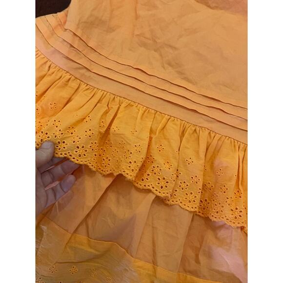 Anthropology orange fairy core boho flowy tank top with ruffles and bows - Picture 5 of 9